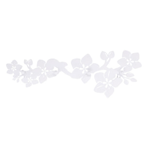 Appendino in metallo da 4 posti, fiori bianco cm60x20,5x4