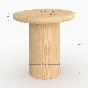 Table d'appoint en placage chène blanc, D48,5 cm - Nubia