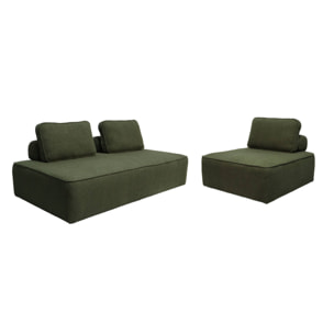 Ensemble chauffeuses pour canapé modulable 3 places bouclette kaki - Bao