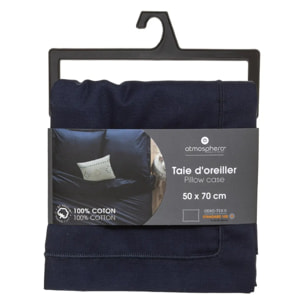 Taie d'oreiller "Carina" en coton bleu encre 50x70cm