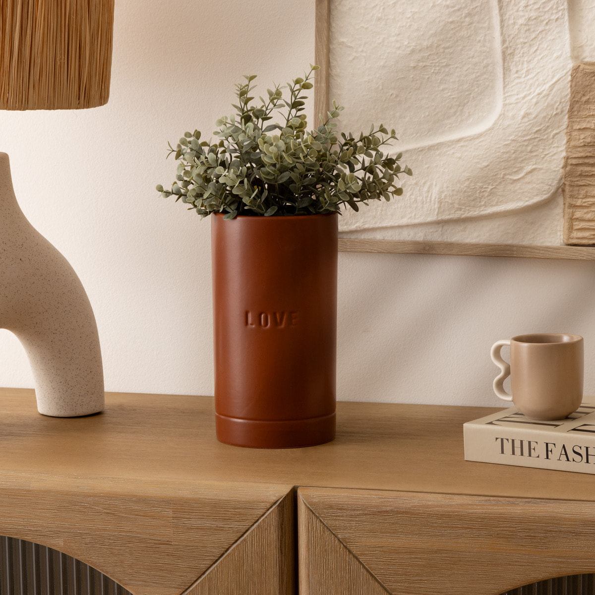 Vase "Avi" en céramique H20cm marron caramel