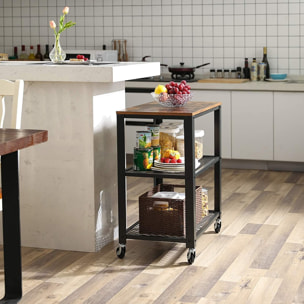 Tavolino Industriale su Ruote con 3 Ripiani - Stile Vintage