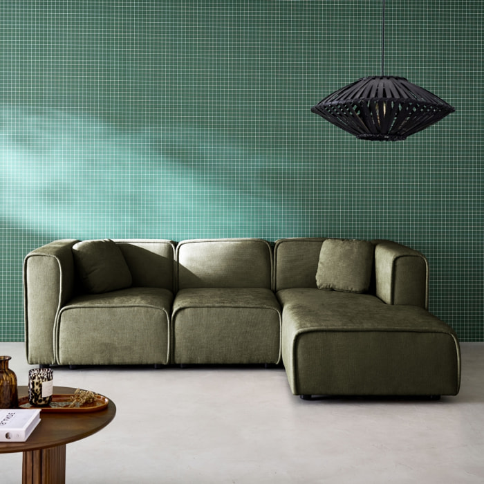 Canapé d'angle droit 3 places tissu LESTER