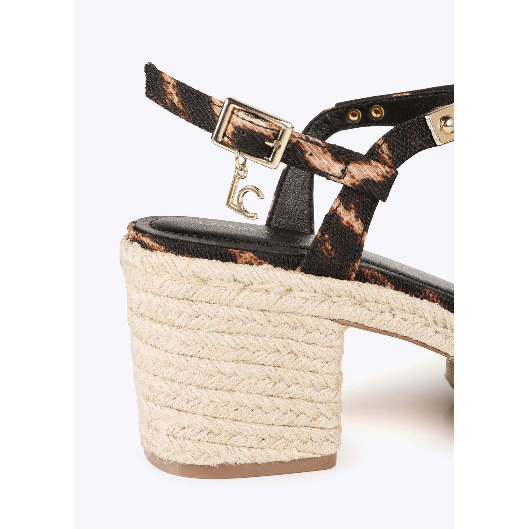 Sandali con tacco alto sparto e dettaglio metallico