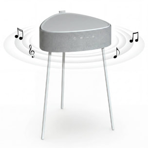 Mesa auxiliar altavoz portátil con sonido de 20W, Bluetooth, Base de carga inalámbrica, batería de 2500mAh. Mesilla o mesita para dormitorio o sala de estar - TD Systems SM20B11PB [Blanco]