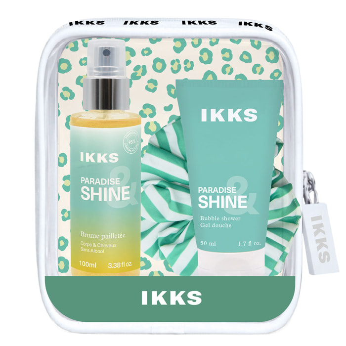 Paradise & Shine Wild - Coffret Brume Pailletée 100ml + Gel Douche 50ml et Chouchou
