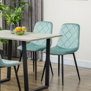 Lot de 4 chaises velours - chaises de salle à manger design Chesterfield - vert d'eau