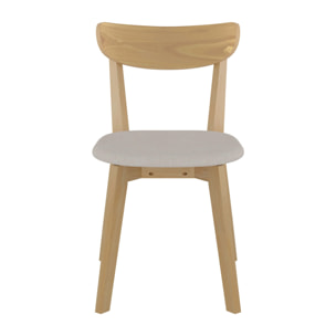 Lot de 2 chaises en tissu beige et bois de frêne - Tabata