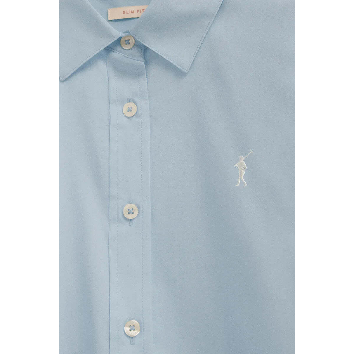 Camisa de popelín azul claro con corte slim y bordado Rigby Go