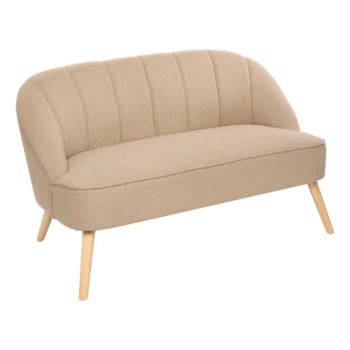 Canapé Naova 2 Places 72x72x126 cm Tissu Beige