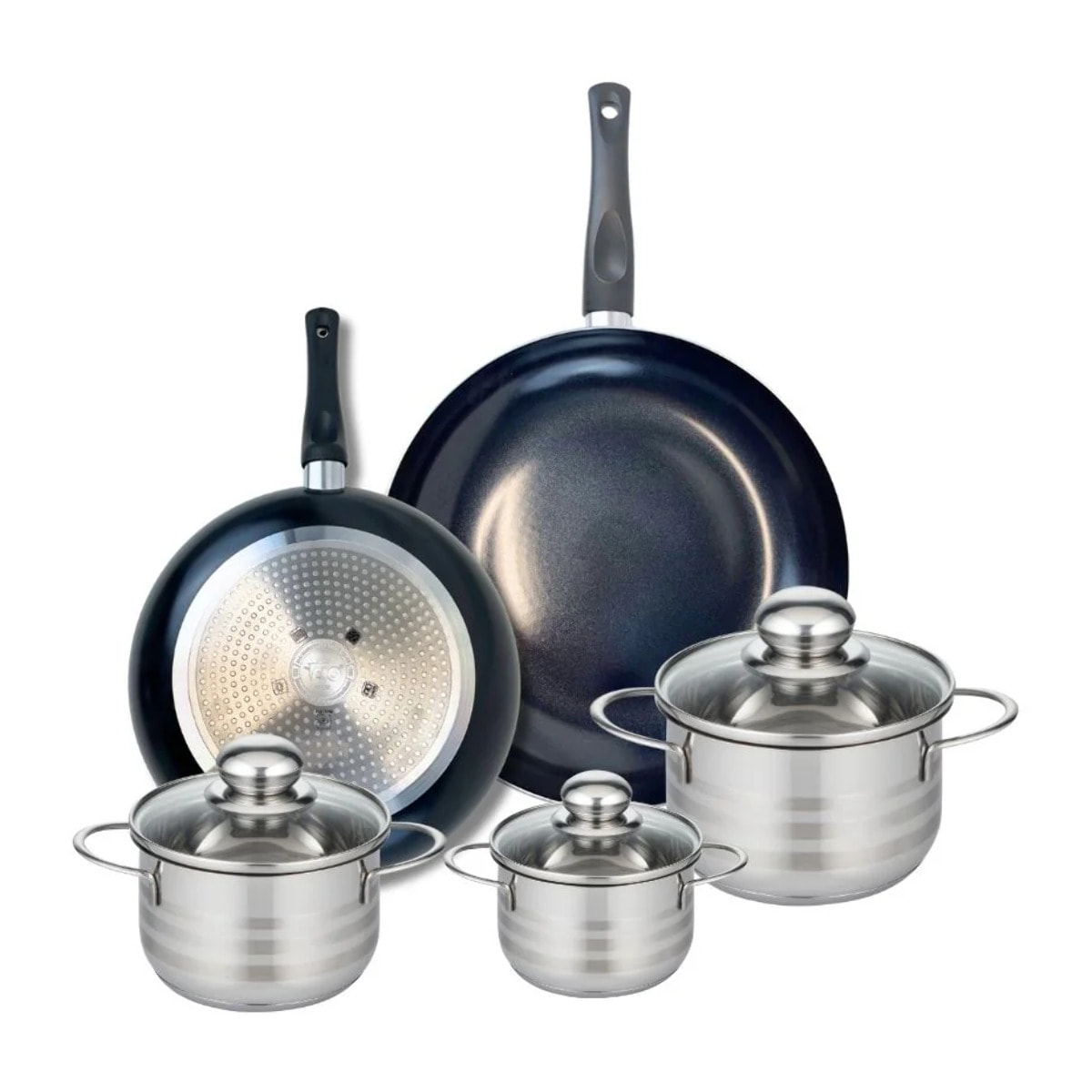 Ensemble de 2 Poêles de cuisson 24 et 28 cm et 3 faitouts 12, 14 et 16 cm Elo Prima Brillant
