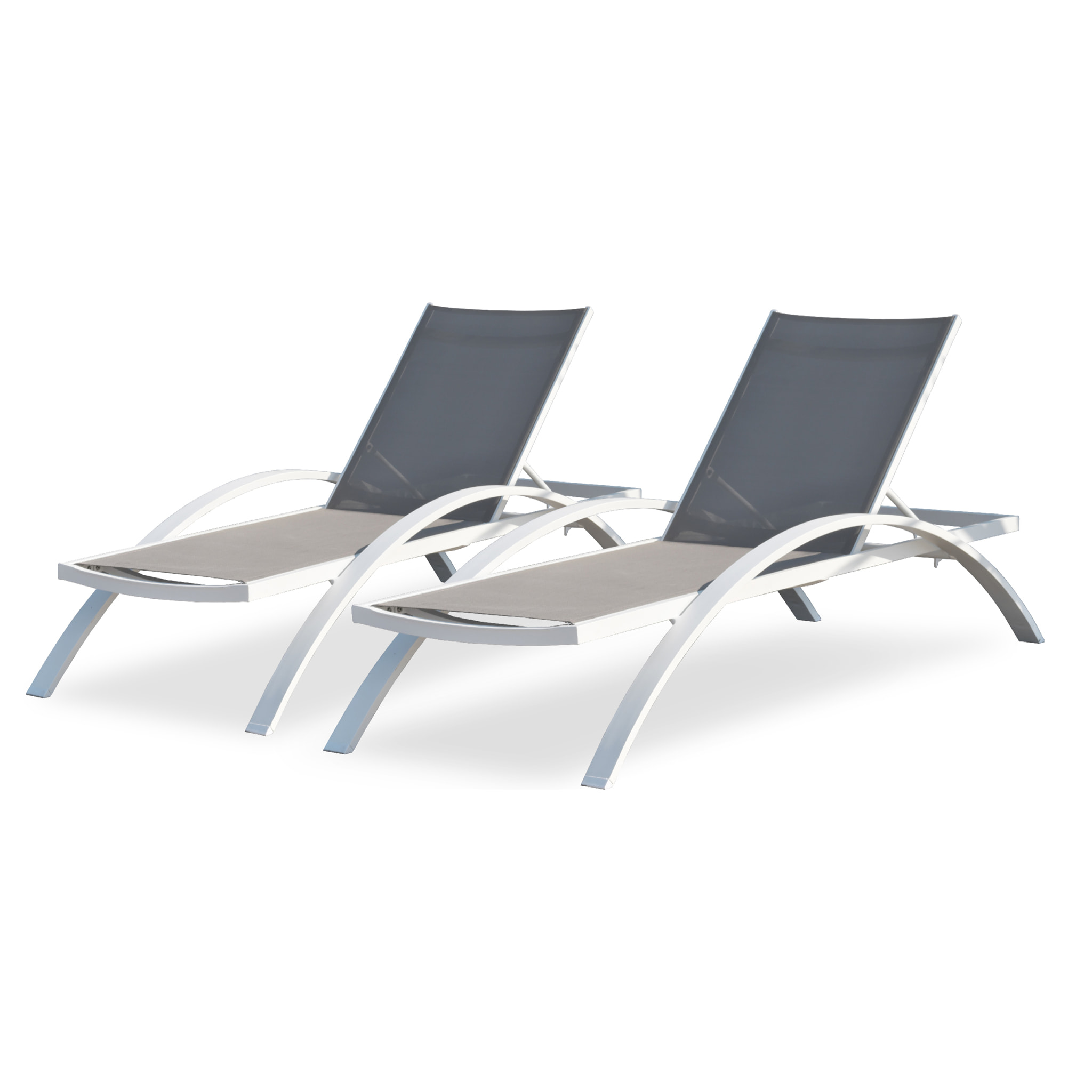 BARCELONA - Lot de 2 bains de soleil en toile plastifiée et aluminium