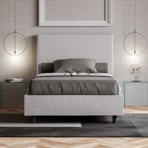 Letto una piazza e mezza contenitore imbottito 120x210 similpelle bianco Focus