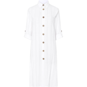 Vestido Blanco Abierto Botones