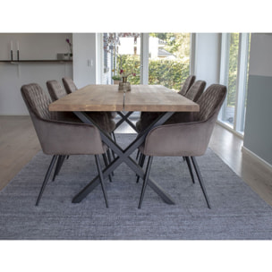 Set 2 sedie da pranzo Harbo in velluto color mushroom con gambe nere