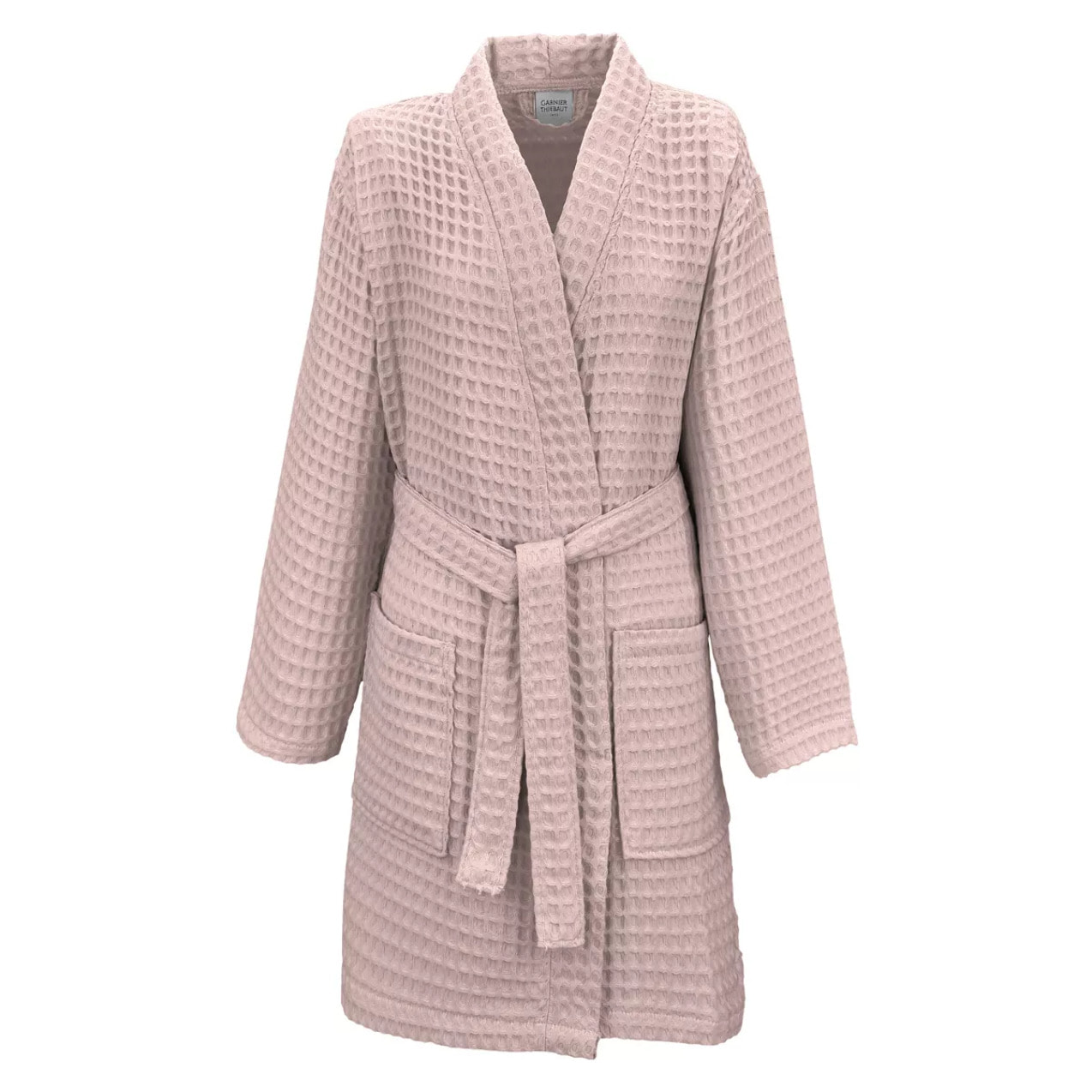 Peignoir femme pur coton 240 g/m² nid d'abeille rose Detente rose poudre