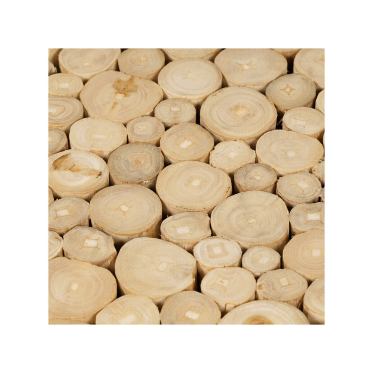 Tabouret 40 cm de diamètre en assemblage de bois de teck - CLOCHETTE