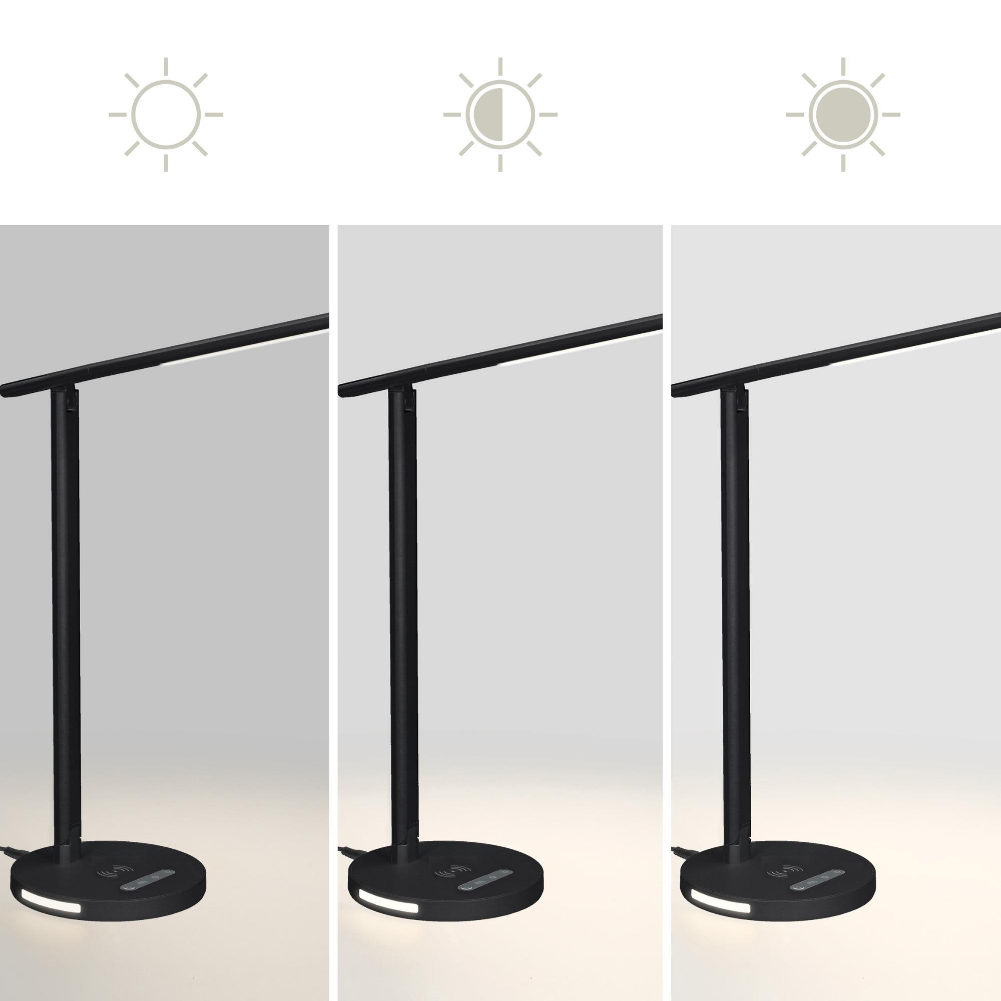 BLUCO KODA Flexo Led Regulable con Control Táctil. Lámpara de Escritorio con Cargador Inalámbrico para Móviles Negro 15W