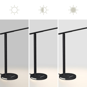 BLUCO KODA Flexo Led Regulable con Control Táctil. Lámpara de Escritorio con Cargador Inalámbrico para Móviles Negro 15W