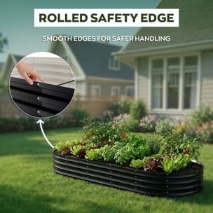 Niwa - Letto per Orto rialzato Ovale da Esterno 180x90x30 cm in Acciaio Inox Nero