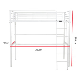 Lit mezzanine "Alora" - 90 x 190 cm - Blanc