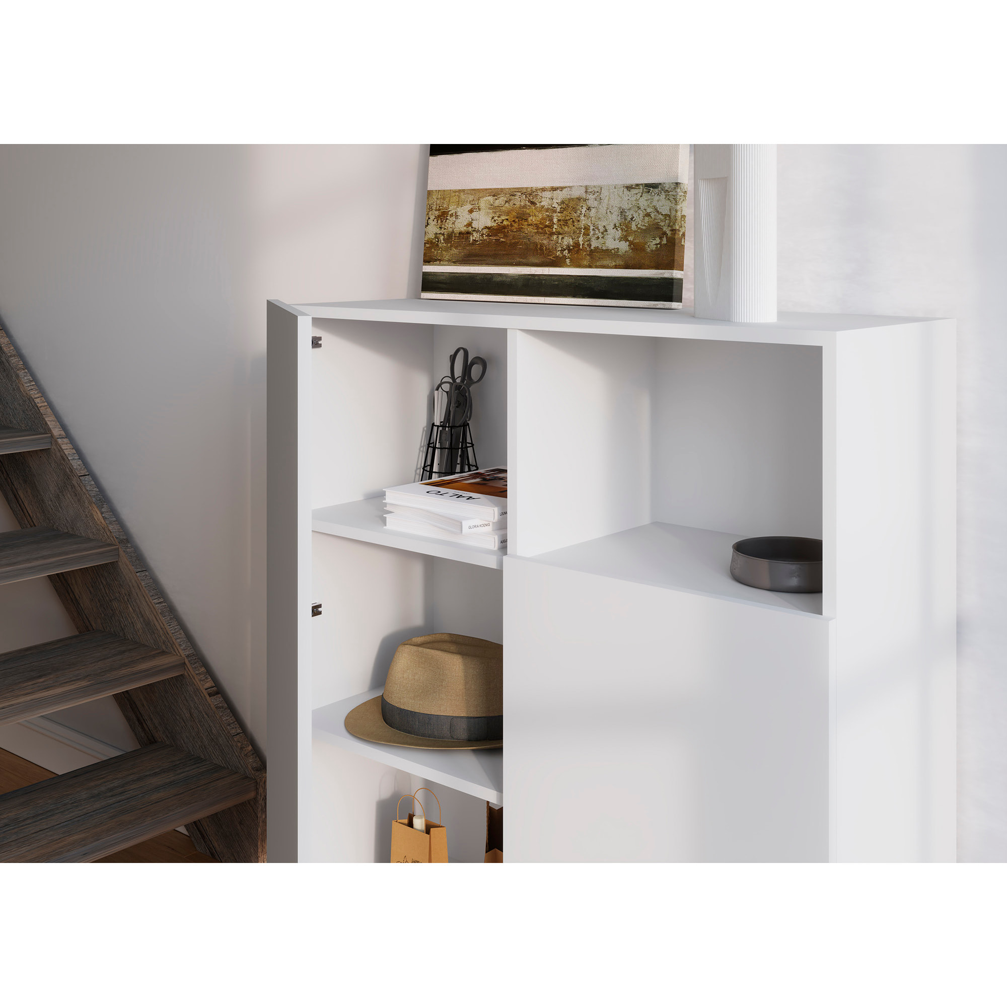Aparador 1 hueco Printed blanco 110x90x34 cm