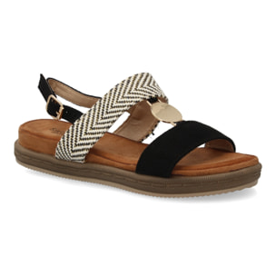 Sandalia mujer cómoda doble tira y adorno metálico