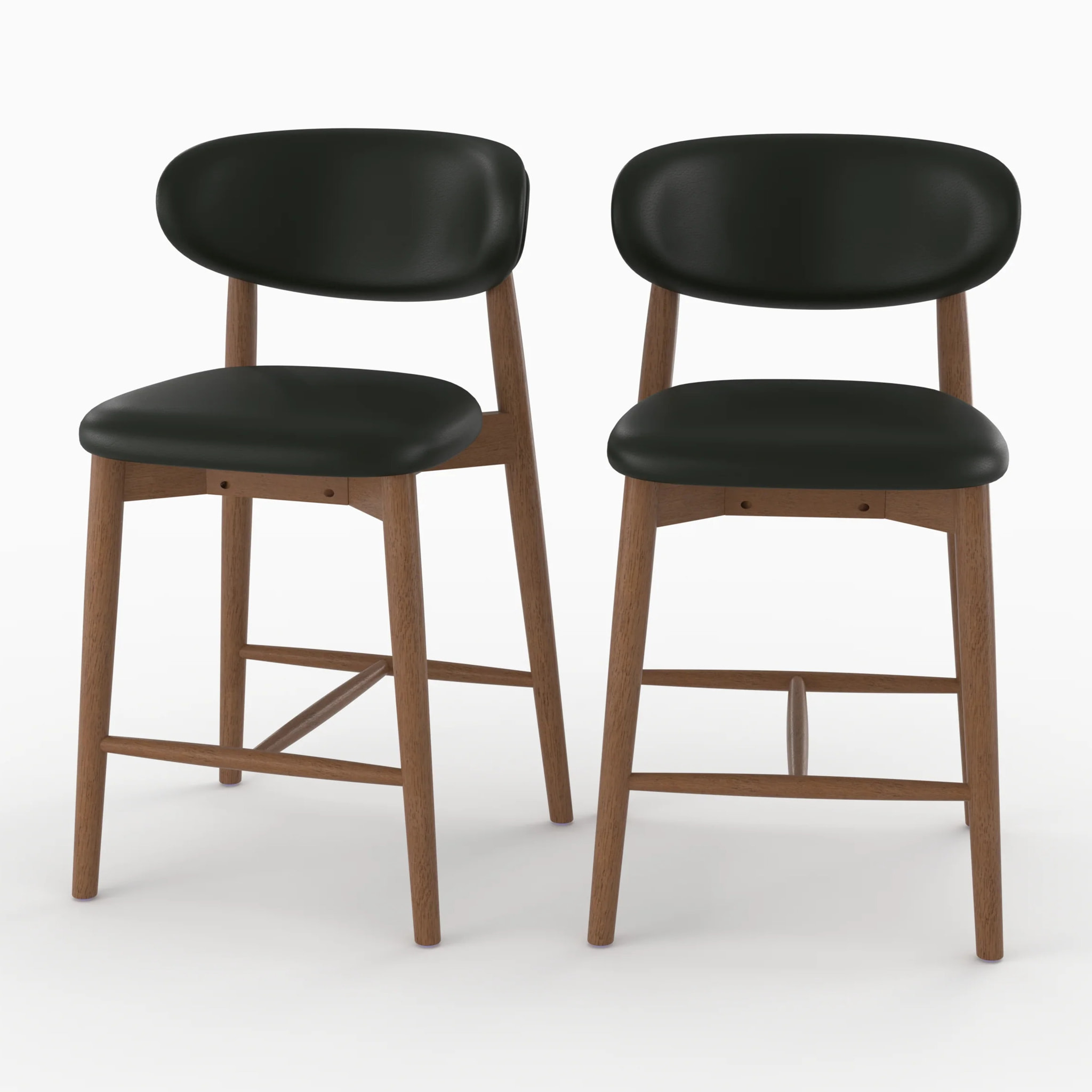 Lot de 2 chaises pour ilot central 64,5 cm en cuir synthétique noir - Yuna