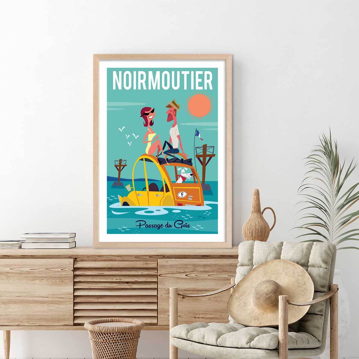 Affiche Noirmoutier Affiche + cadre en bois - Chêne