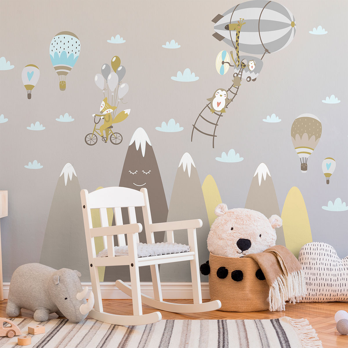 Stickers muraux enfants - Décoration chambre bébé - Autocollant Sticker mural géant enfant montagnes scandinaves ANIMAUX DU CIRQUE