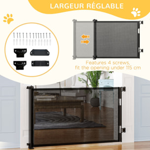 Barrière de sécurité barrière animaux rétractable automatique 1,65L x 0,85H m teslin alu. PVC noir