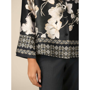 Oltre - Camisa de raso floreada - Negro