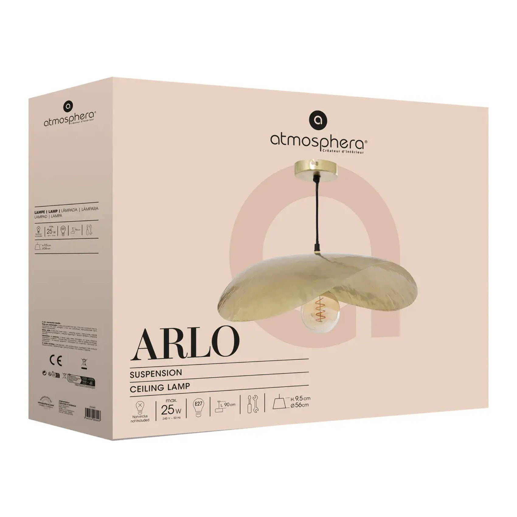Suspension "Arlo" doré D56cm