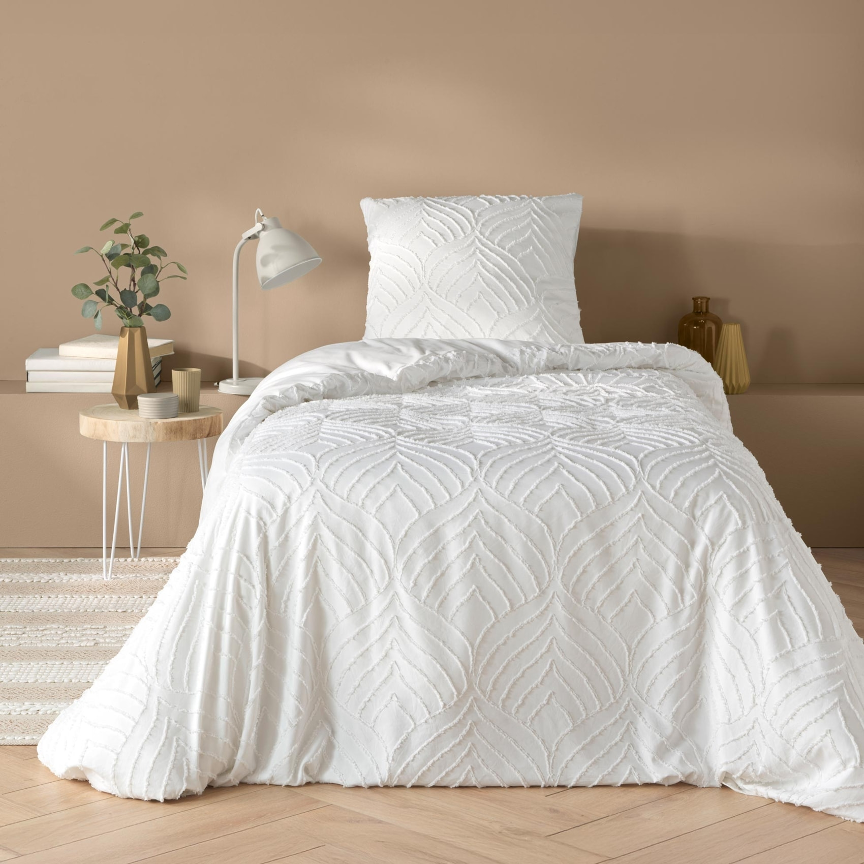 Parure de lit 3 pièces tufté - Blanc