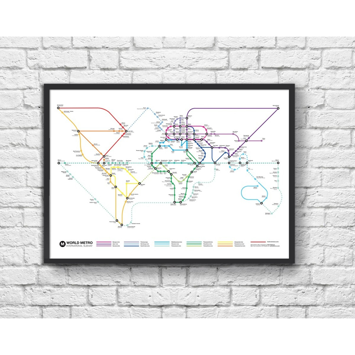 Affiche 50 x 70 cm - World Metro Map - Olivier Bourdereau