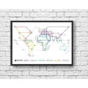Affiche 50 x 70 cm - World Metro Map - Olivier Bourdereau