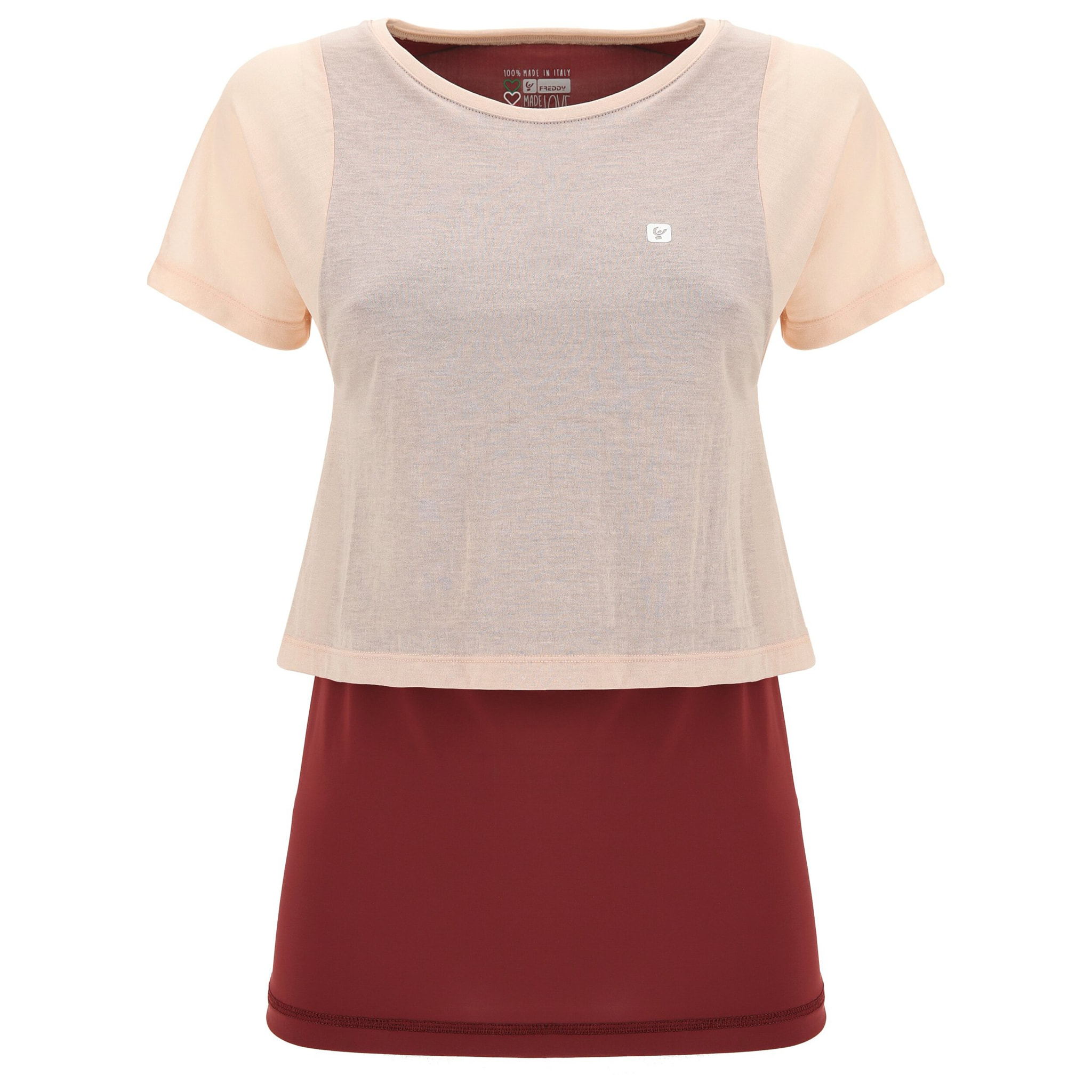 T-shirt yoga manica corta in nylon e jersey 100% Made in Italy