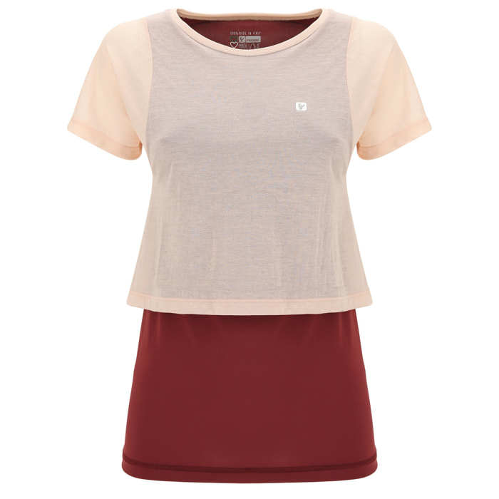 T-shirt yoga manica corta in nylon e jersey 100% Made in Italy