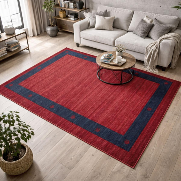 Tapis Caku, beige et rouge motif simple et élégant