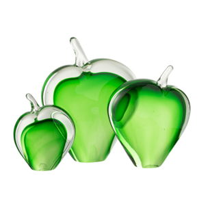 J-Line Set 3 Presse-Papiers Malum Verre Vert/Transparent