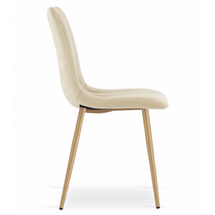 Set di 3 sedie Lava in velluto beige e gambe effetto legno