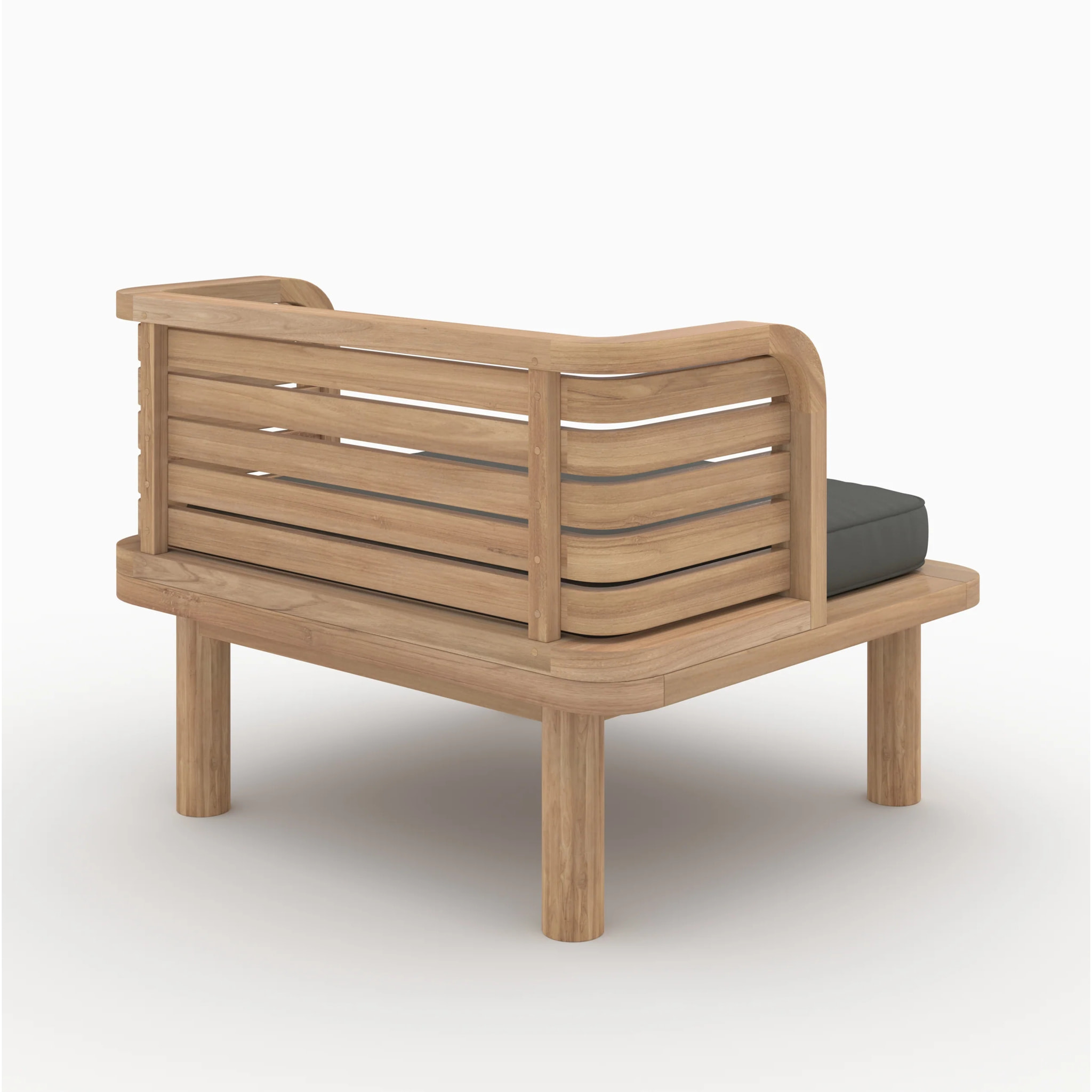 Salon de jardin 2 places en teck et tissu gris, 2 fauteuils - Kilda