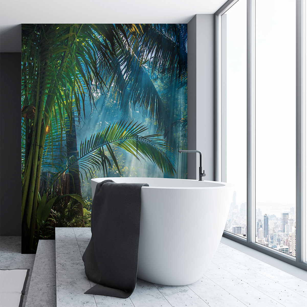 Papier peint panoramique jungle tropicale préencollé H 250 x L 240 cm