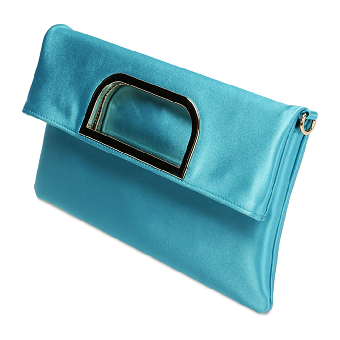 Pochette celeste in raso