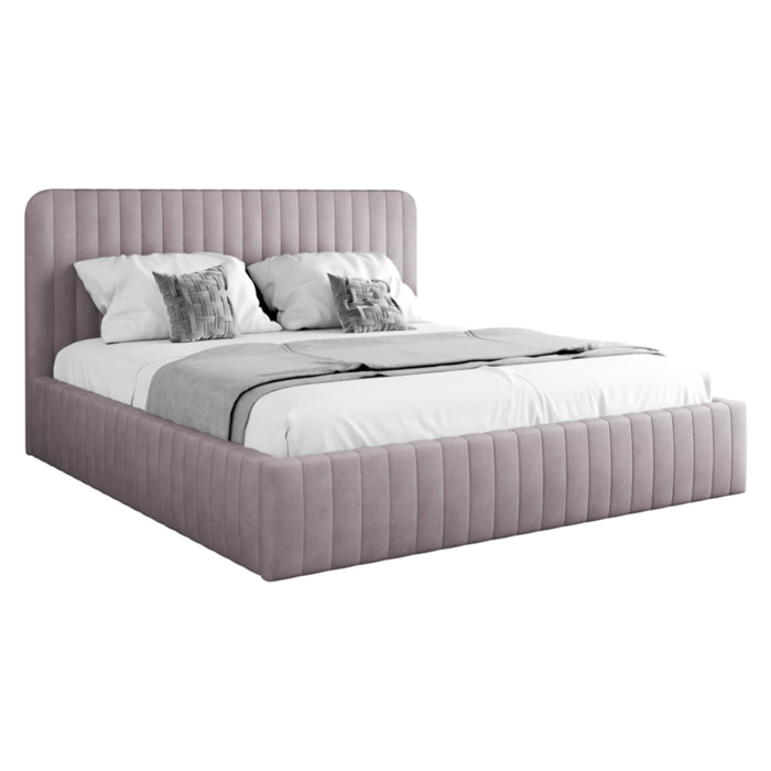 Stuart - lit coffre - 180x200 cm - sommier inclus - en velours - Rose