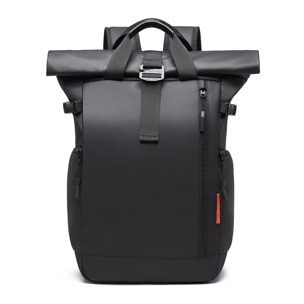 DAM Mochila multi compartimento con capa impermeable, bolsillo porta Laptop 15,6''. Adaptable a Trolley. 30x15x48 Cm. Color: Negro