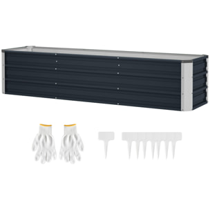 Carré potager de jardin dim. 183 x 47 x 40 cm tôle d'acier ondulée anthracite