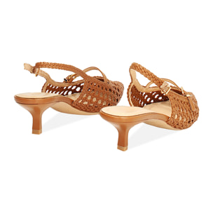 Décolleté slingback cognac tacco 4,5 cm
