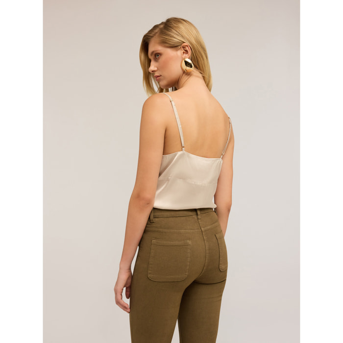 Motivi - Top con bordo morbido a pieghe - Beige