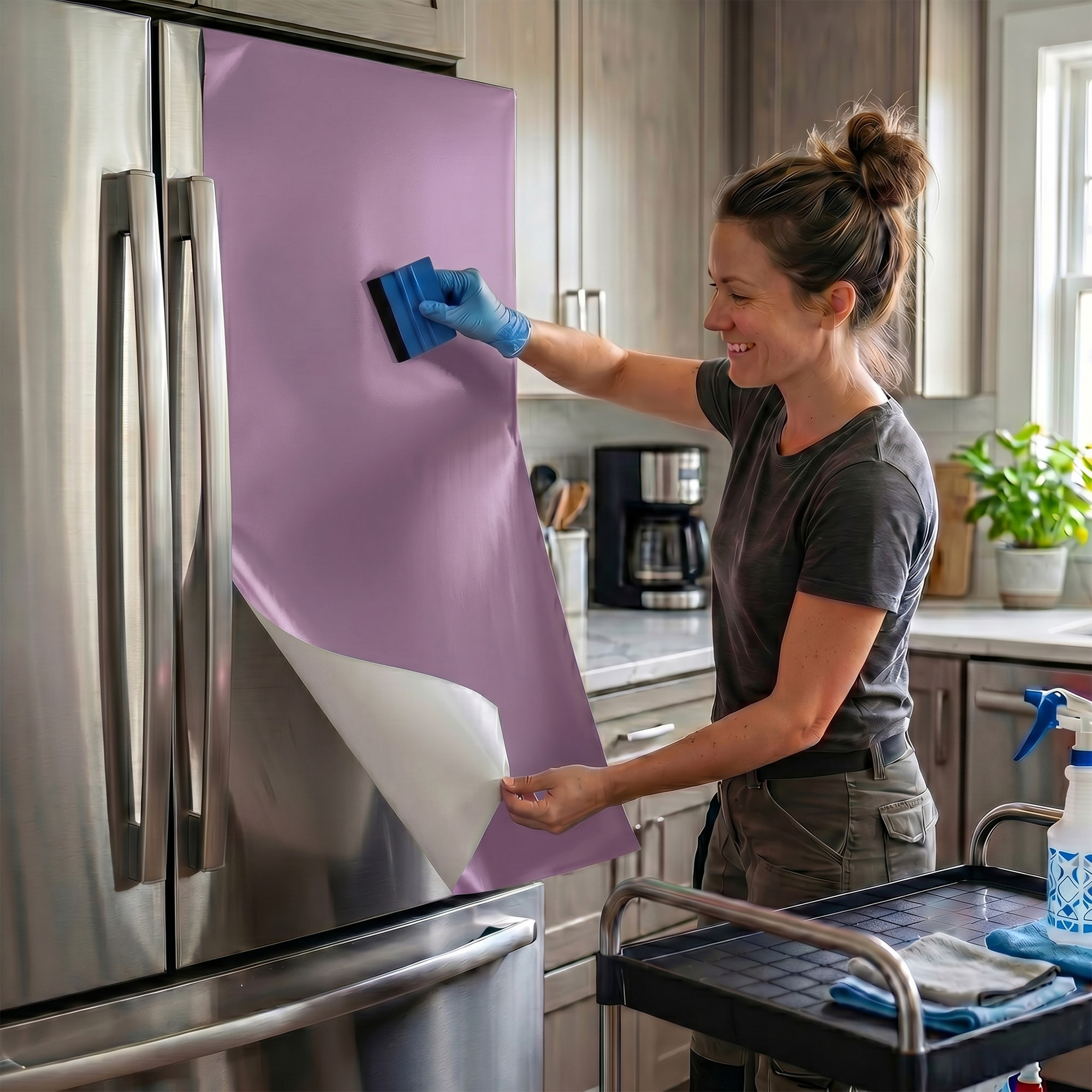 Rouleau adhésif décoratif Vinyle au Mètre - Lilas - Sticker Lavable Imperméable Mur Cuisine Meubles